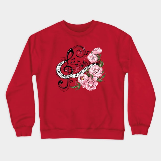 Piano Keys and Flowers Crewneck Sweatshirt by KimLeex